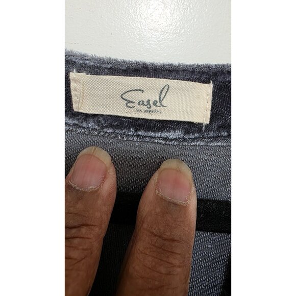 Easel Velvet Tunic Dress Long Sleeve Loose Fit Soft Material Size XL Charcoal G - Picture 6 of 8